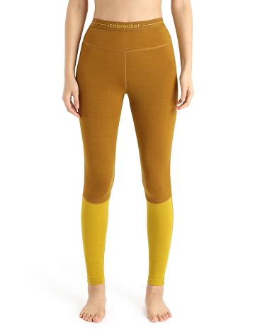 Clove / Silent Gold Women's Icebreaker 200 ZoneKnit™ Merino Leggings | USA 1526BEXC